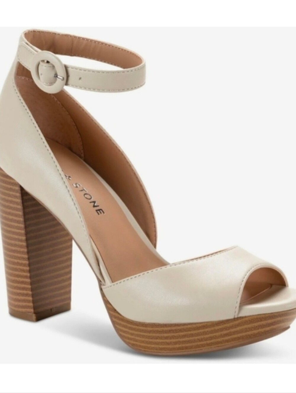 NIB Sun + Stone Faux Leather Platform Heels Size 9.5 Reeta Ivory